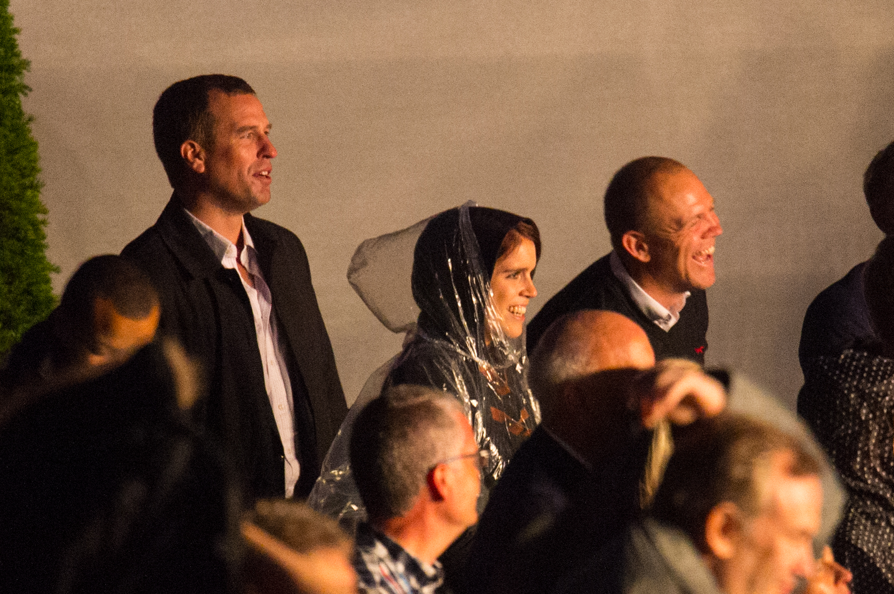 Peter Phillips, Princess Beatrice and Mike Tindall watch Coldplay perform during the Sentebale Concert at Kensington Palace on June 28, 2016 in London, England. | Source: Getty Images