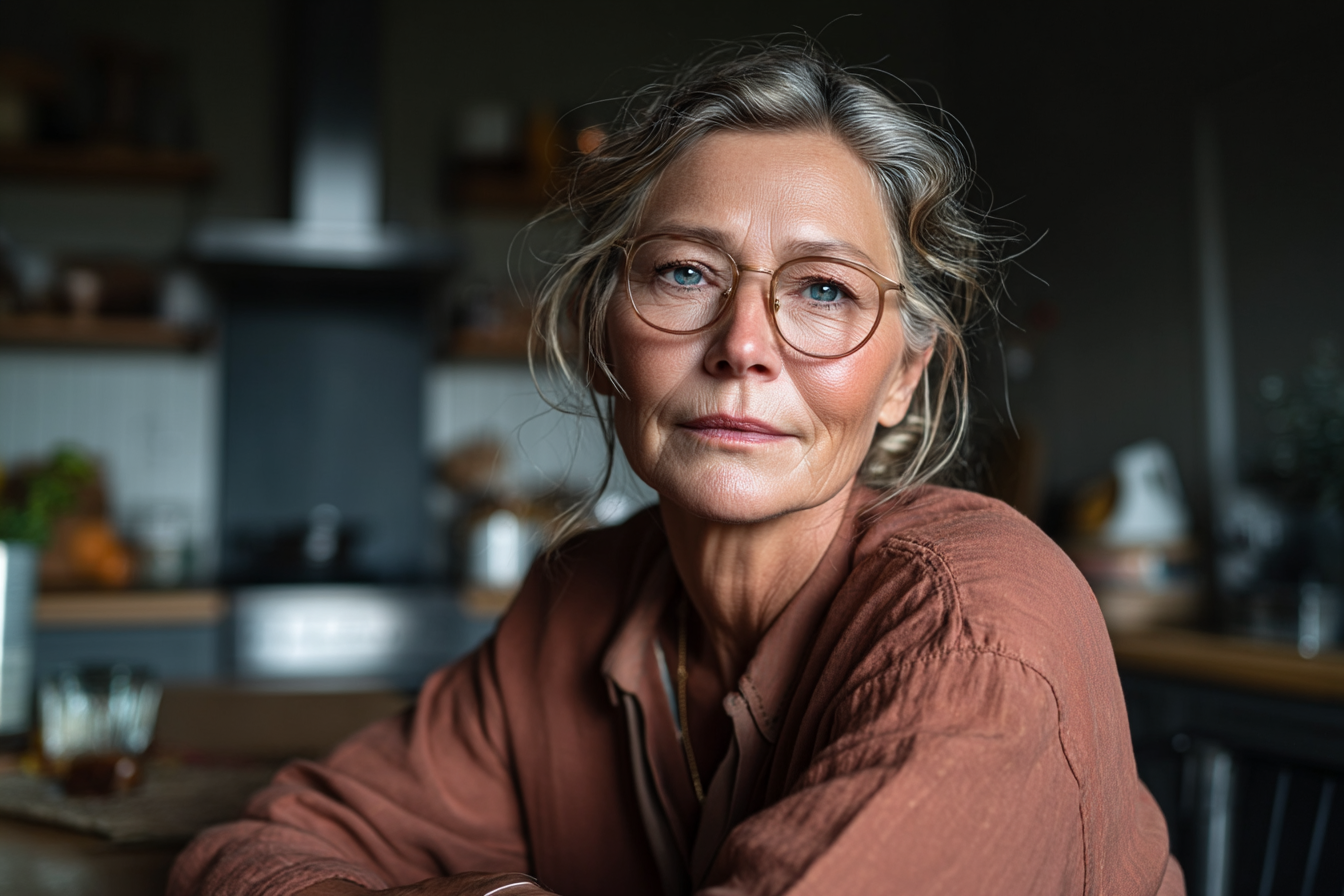 An older woman sitting in her house | Source: Midjourney