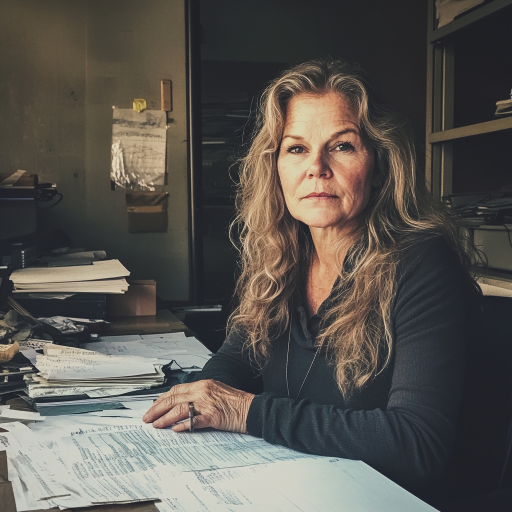 A woman sitting at her desk | Source: Midjourney