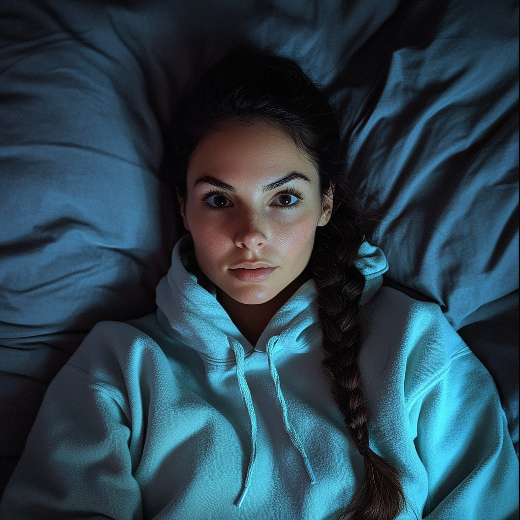 A woman lying in bed | Source: Midjourney