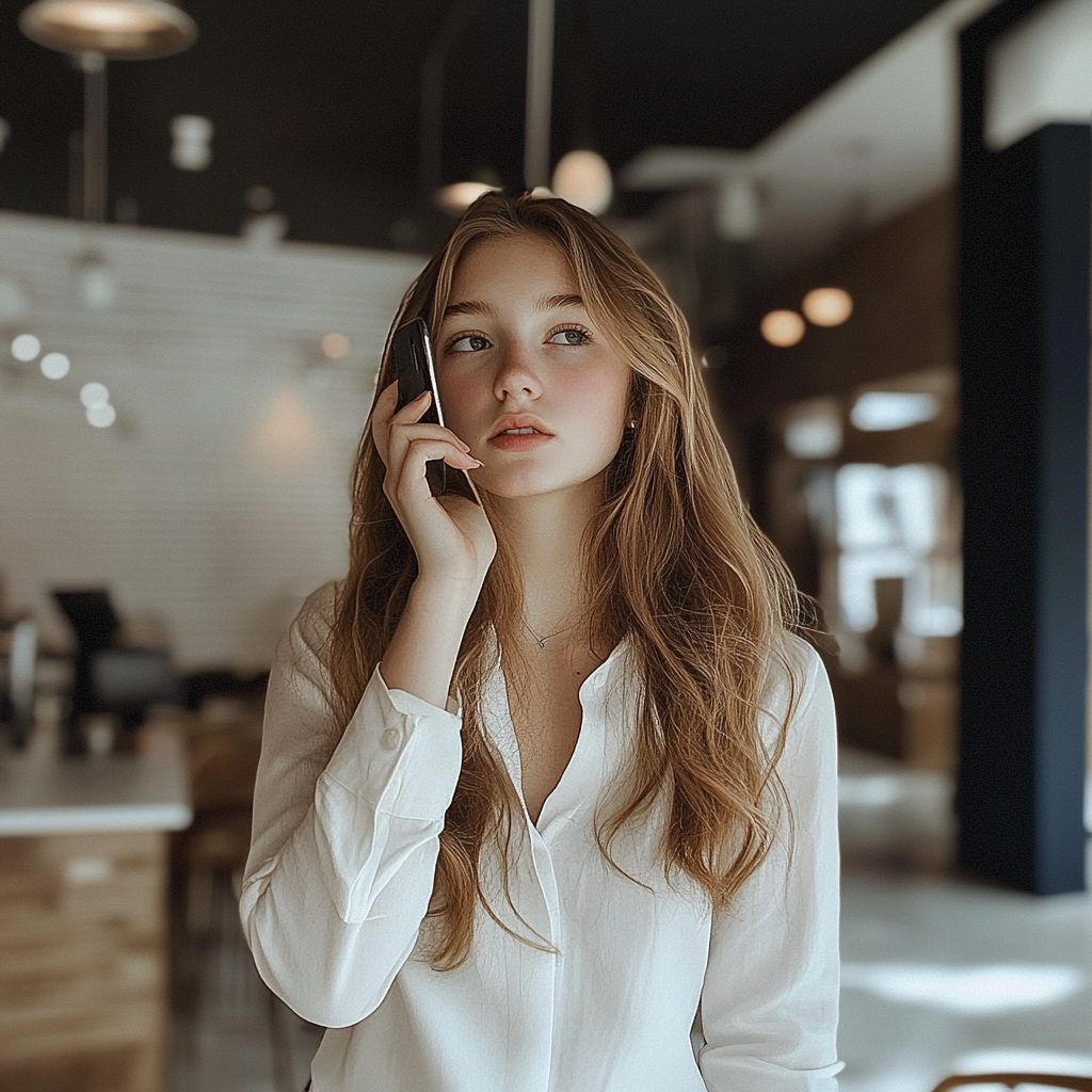 A young woman talking on the phone | Source: Midjourney