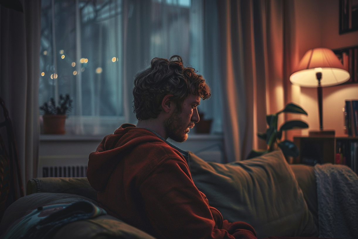 A man sitting on a sofa | Source: Midjourney