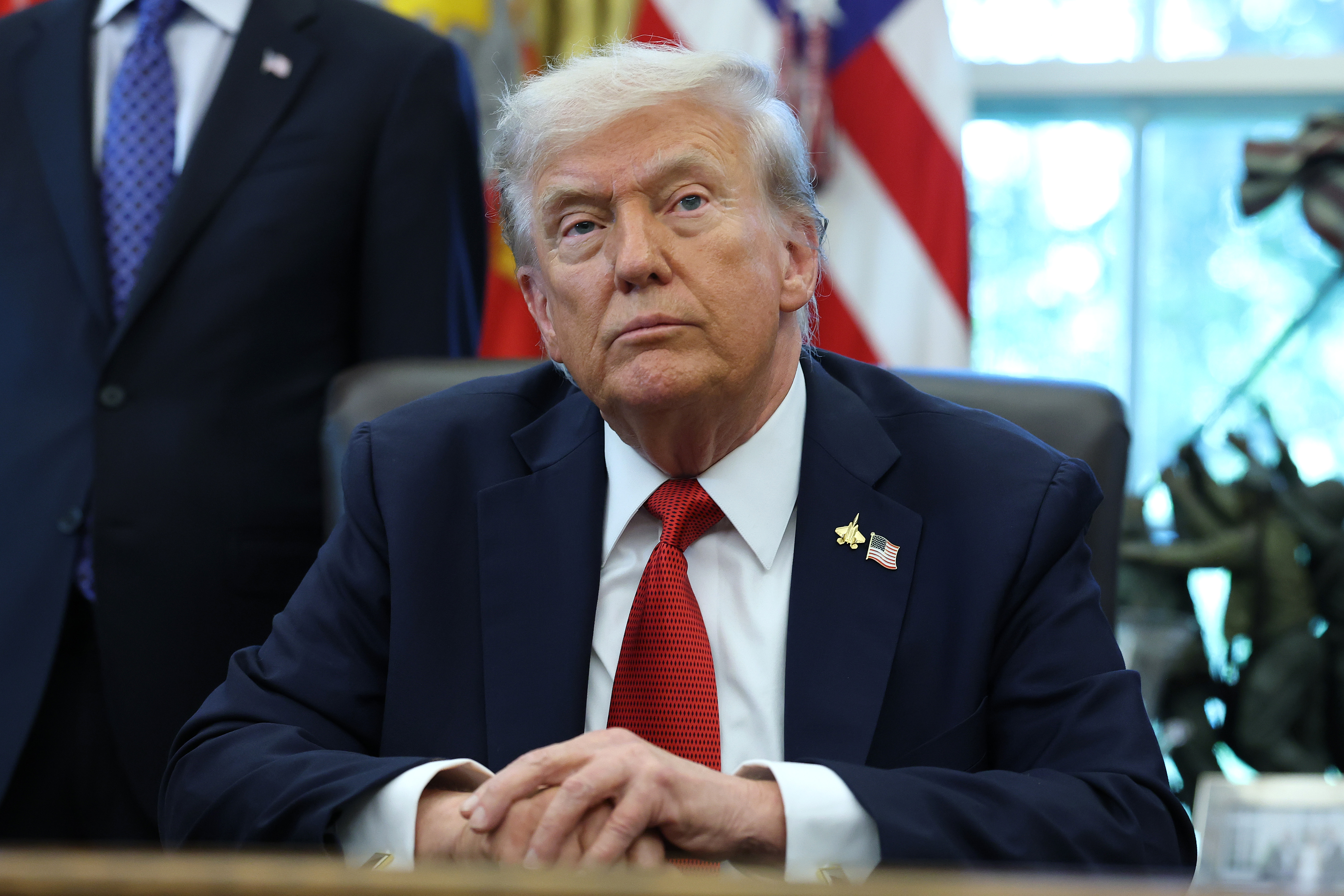 President Donald Trump speaks in the Oval Office at the White House on October 6, 2025, in Washington, DC. | Source: Getty Images