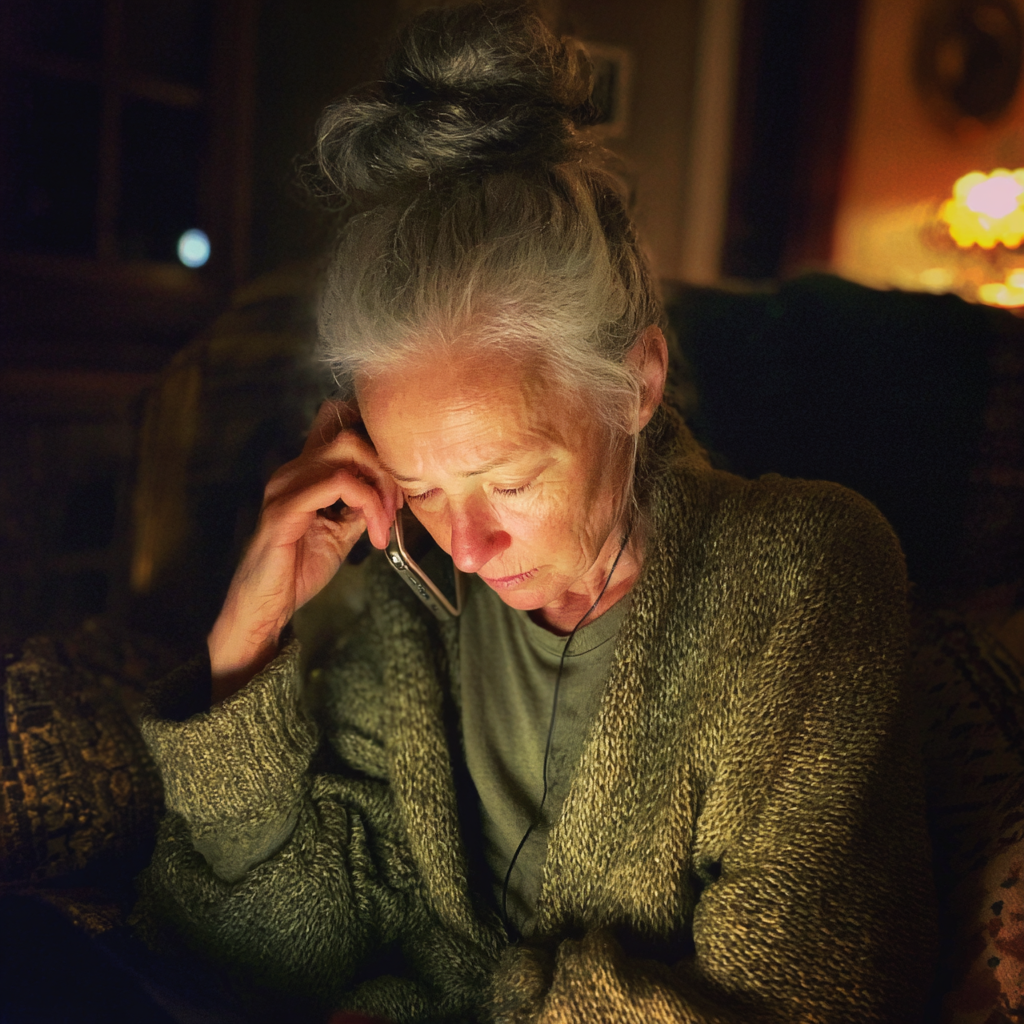 An old woman talking on a phone | Source: Midjourney