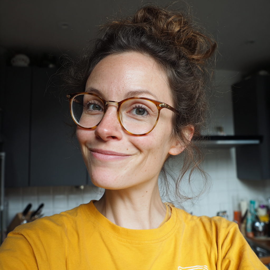A smiling woman standing in a kitchen | Source: Midjourney