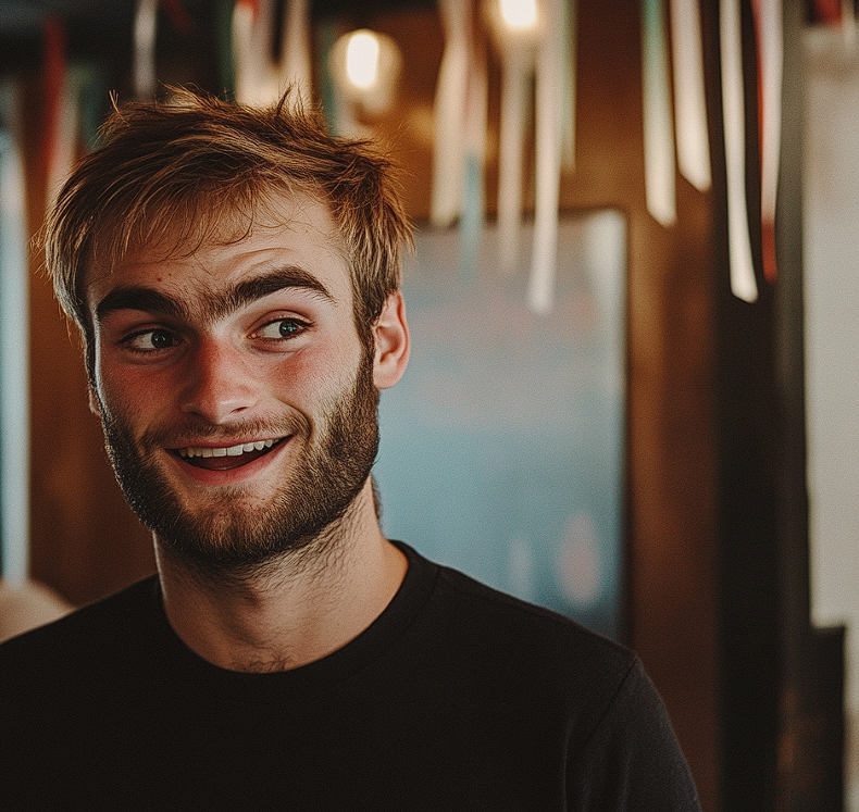 A man smiling while speaking | Source: Midjourney