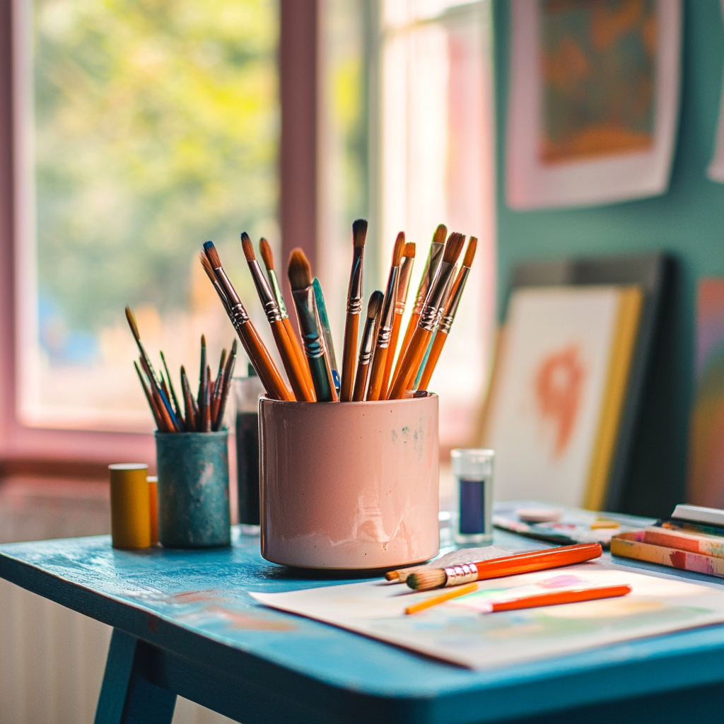 Art supplies on a table | Source: Midjourney