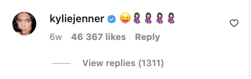 Kylie Jenner's comment on Travis Scott's Instagram post in July 25, 2022. | Source: Instagram/travisscott
