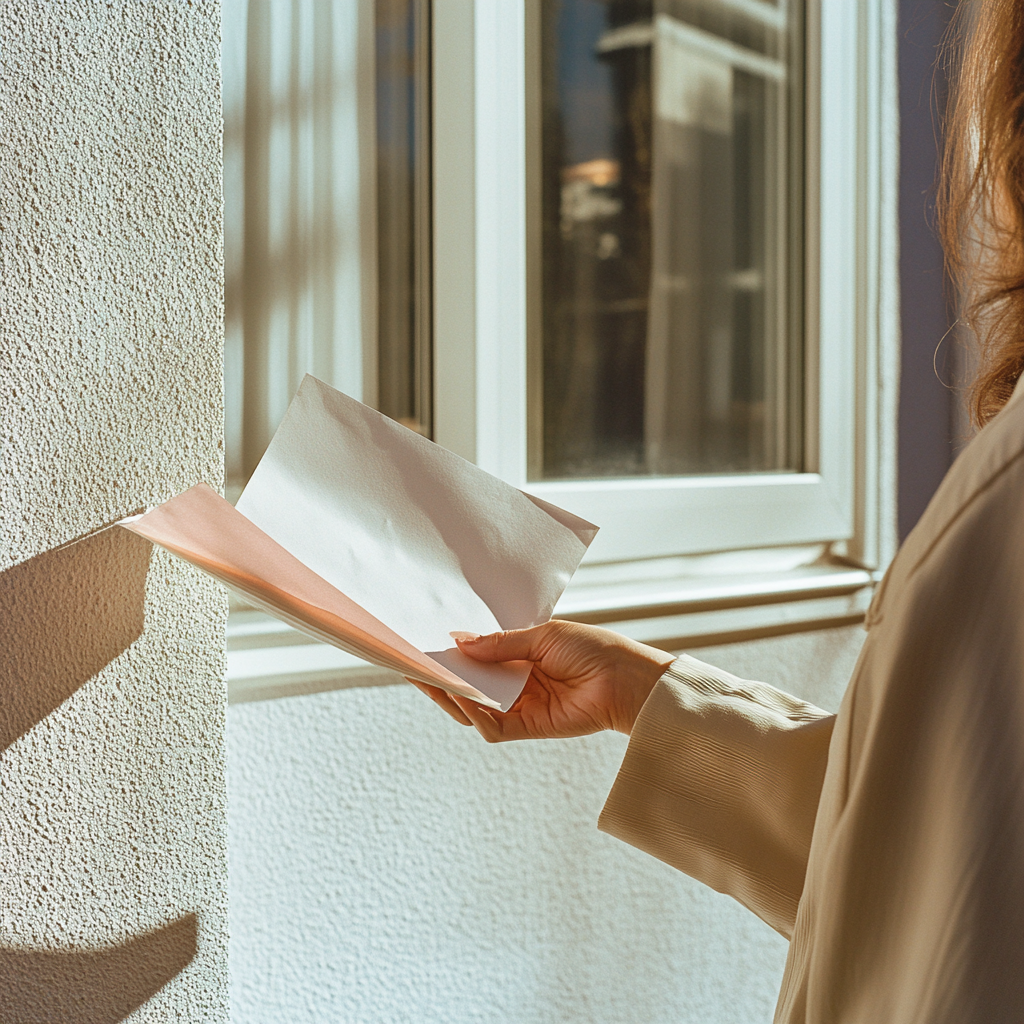 A woman holding a paper | Source: Midjourney