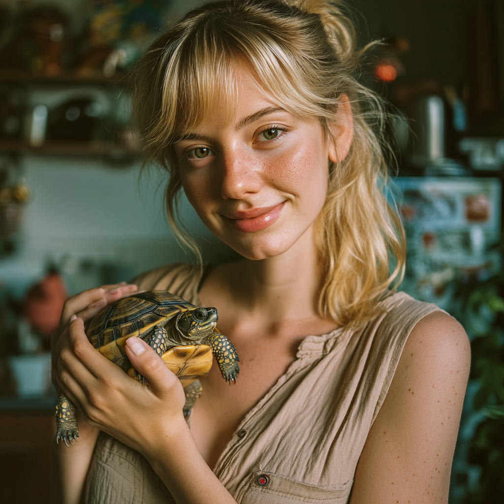 A happy woman with her pet | Source: Midjourney