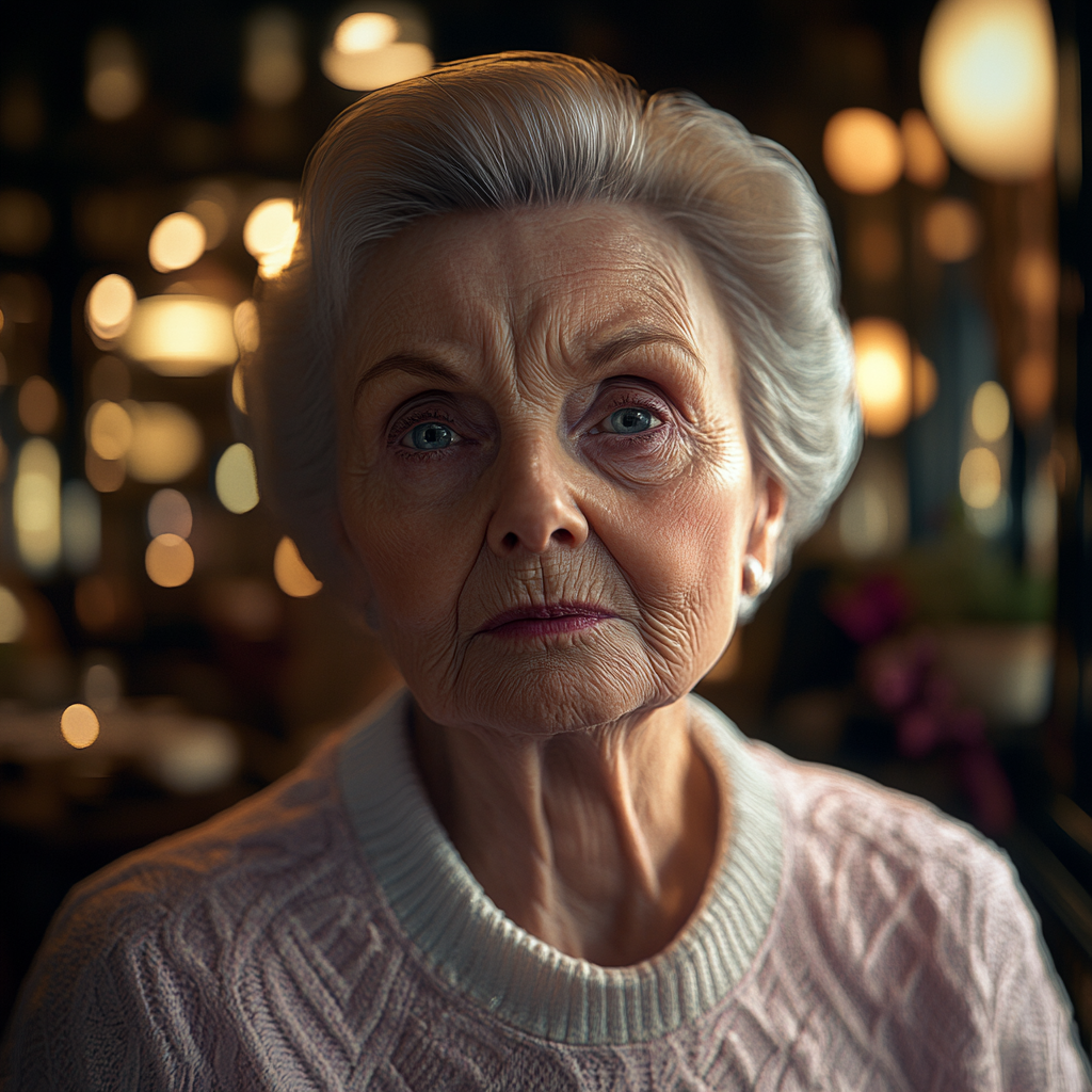 An older woman standing in a restaurant | Source: Midjourney