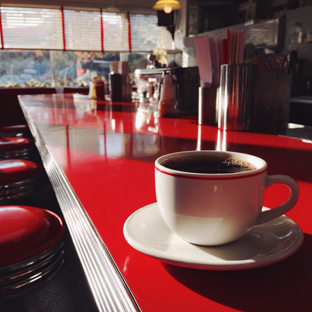 A cup of coffee on a counter | Source: Midjourney
