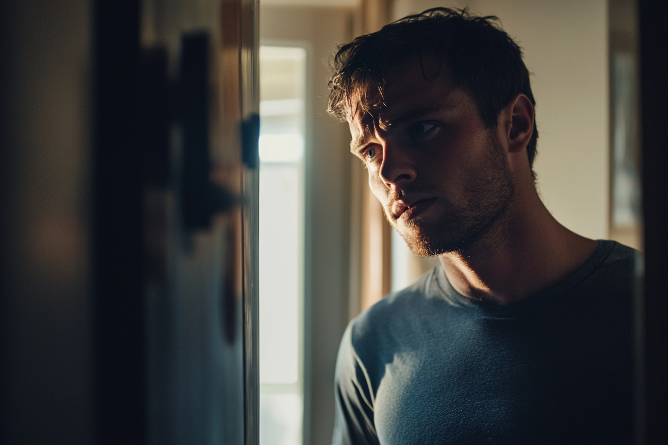 A thoughtful man standing in a hallway | Source; Midjourney