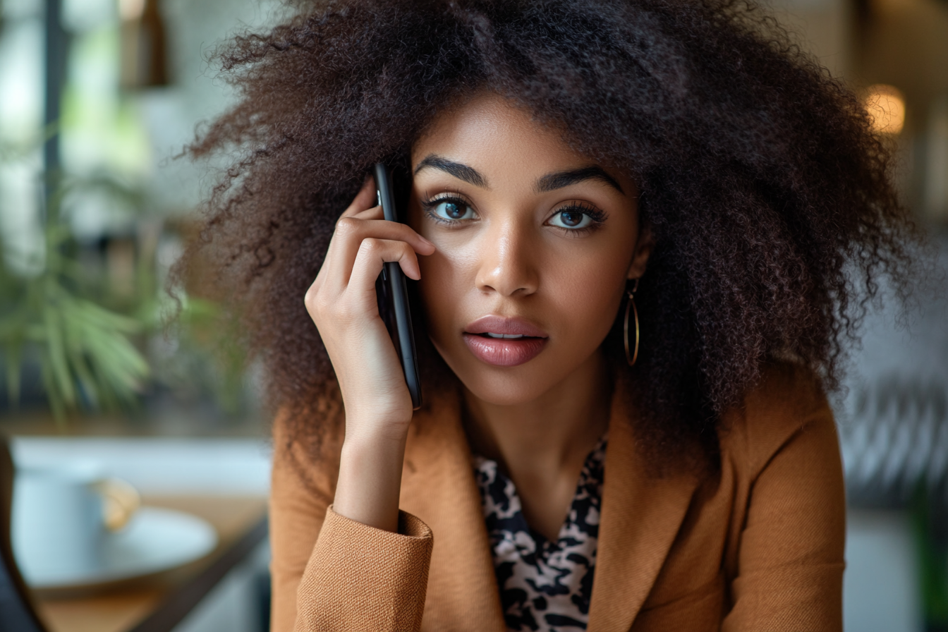 A woman speaking on her cell phone | Source: Midjourney