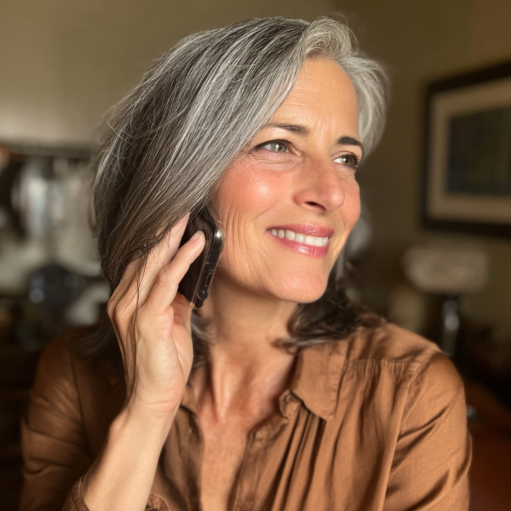 An older woman talking on a phone | Source: Midjourney