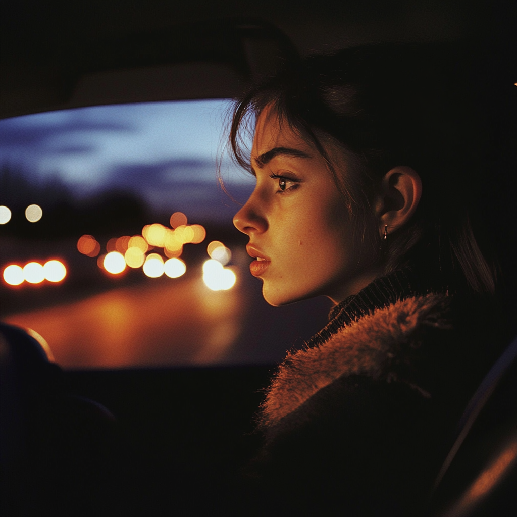 Tense woman driving | Source: Midjourney