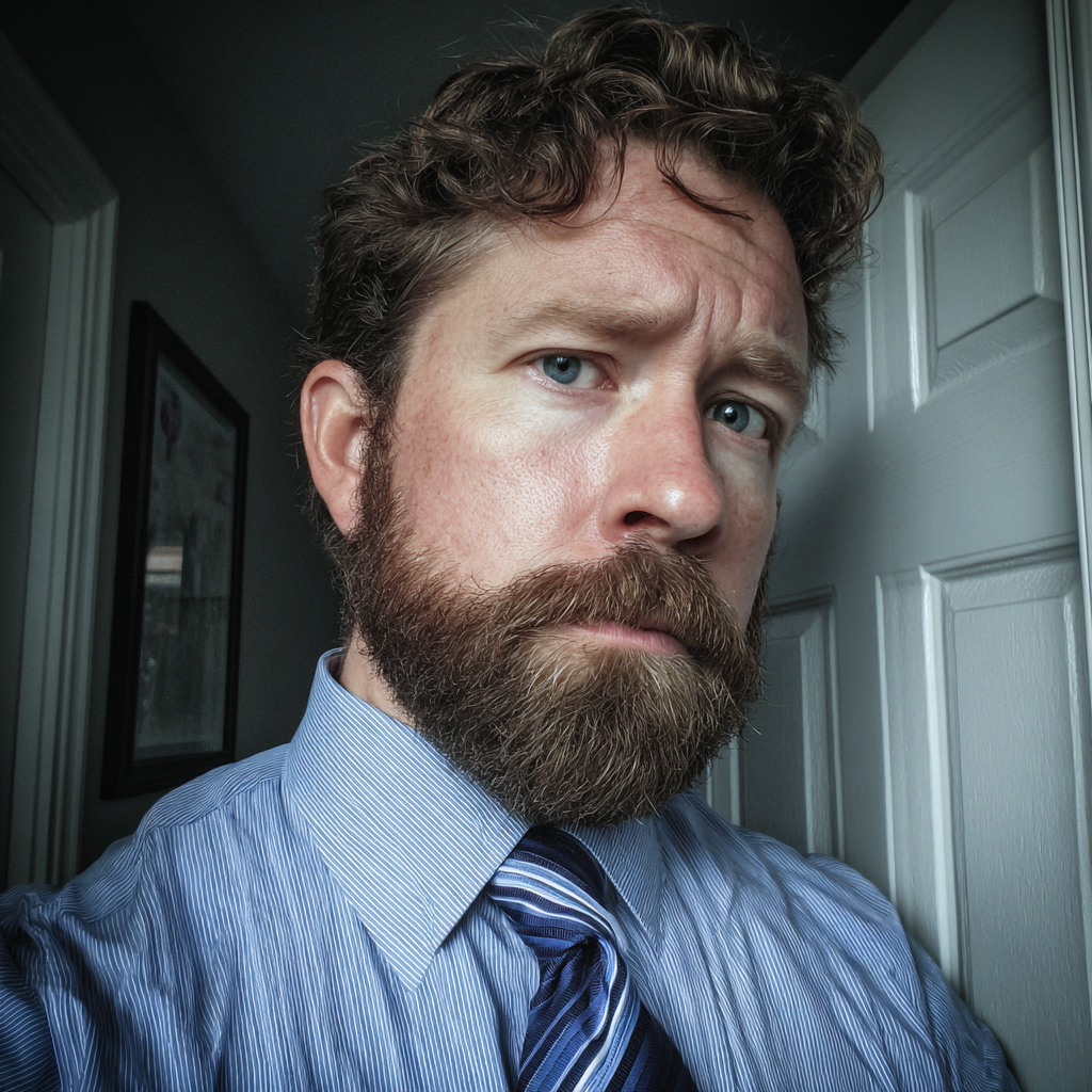 A close up of a man standing in a hallway | Source: Midjourney