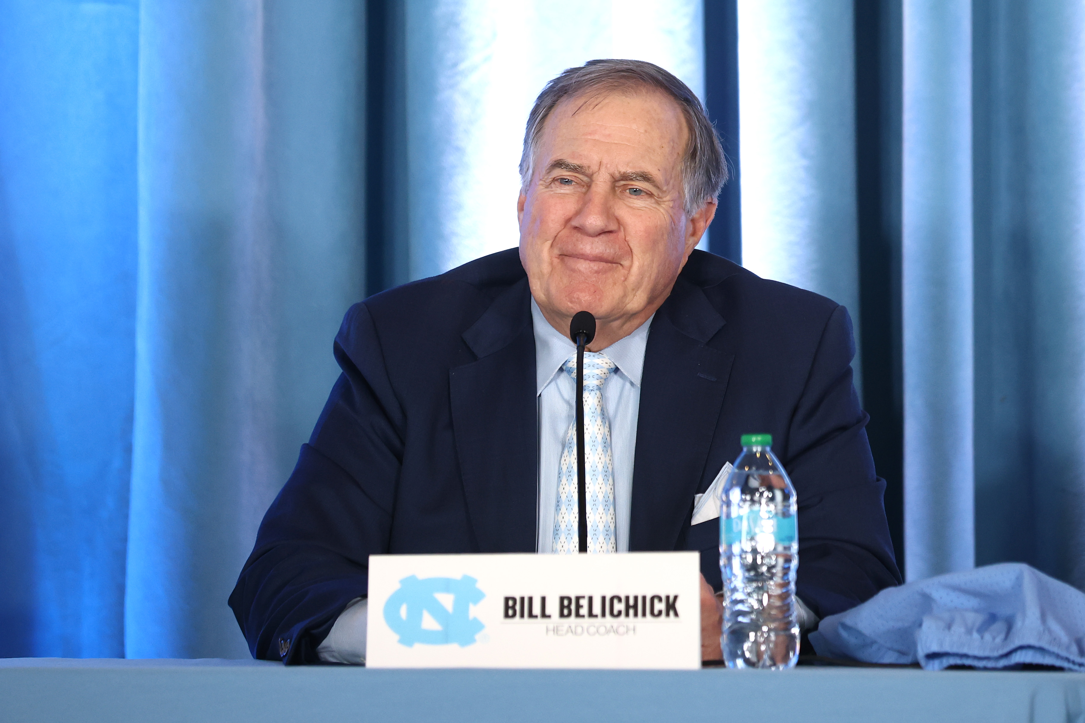 Bill Belichick during a press conference in Chapel Hill, North Carolina on December 12, 2024. | Source: Getty Images