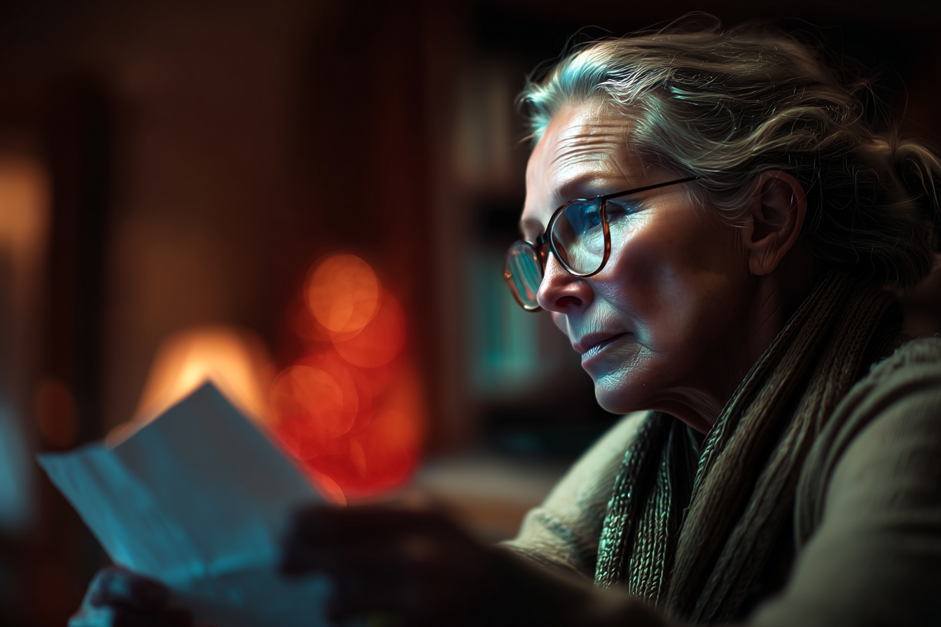 A woman reading a letter | Source: Midjourney