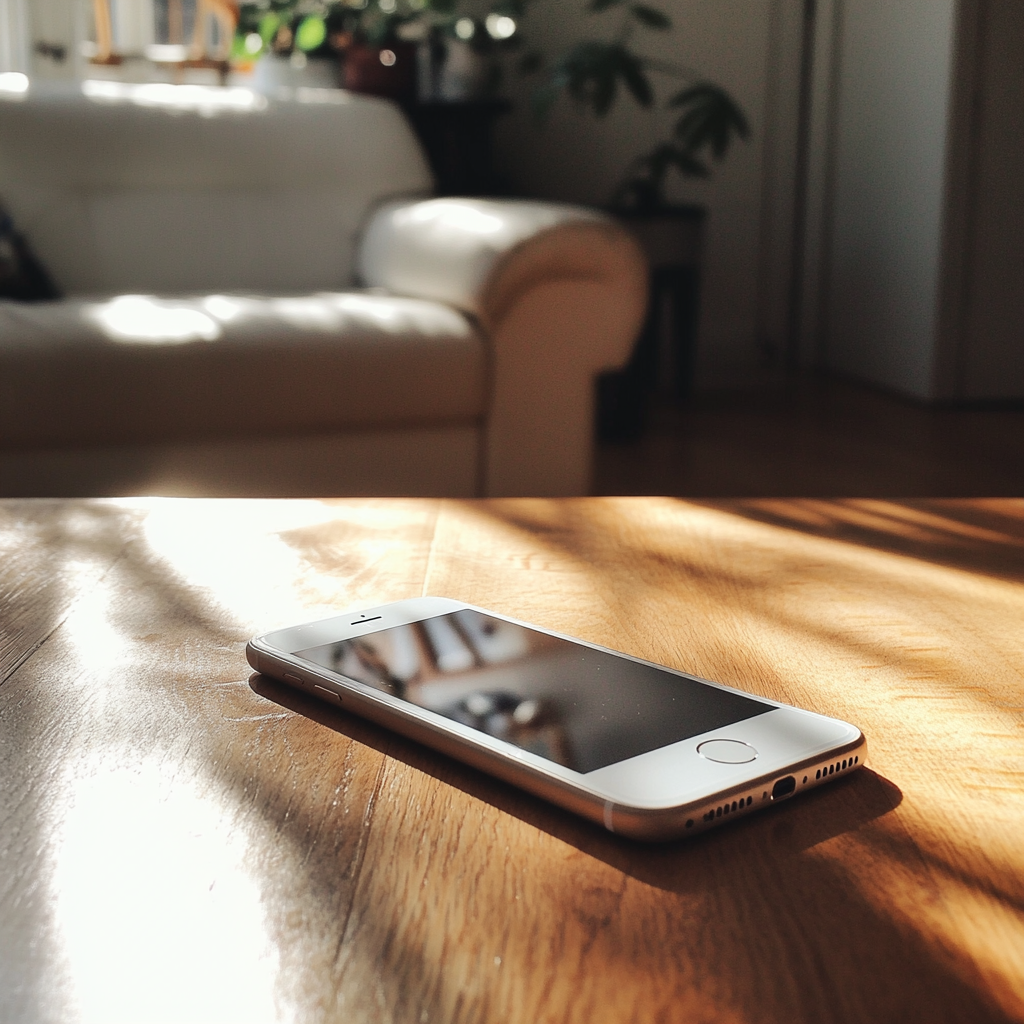 A cellphone on a table | Source: Midjourney