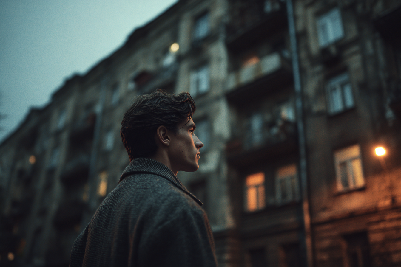 A man standing near a building | Source: Midjourney