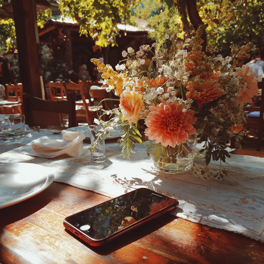 A cellphone on a table | Source: Midjourney