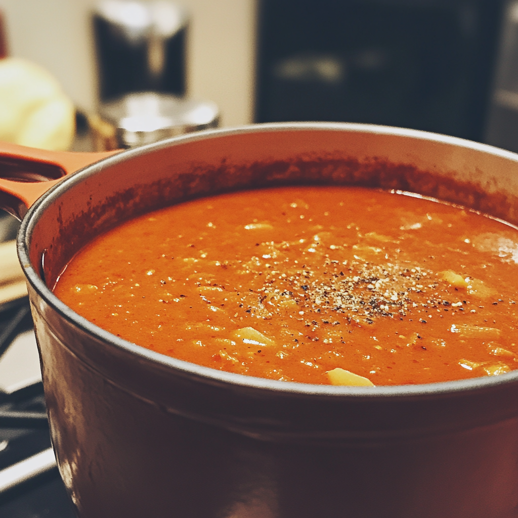 A pot of soup on a stove | Source: Midjourney