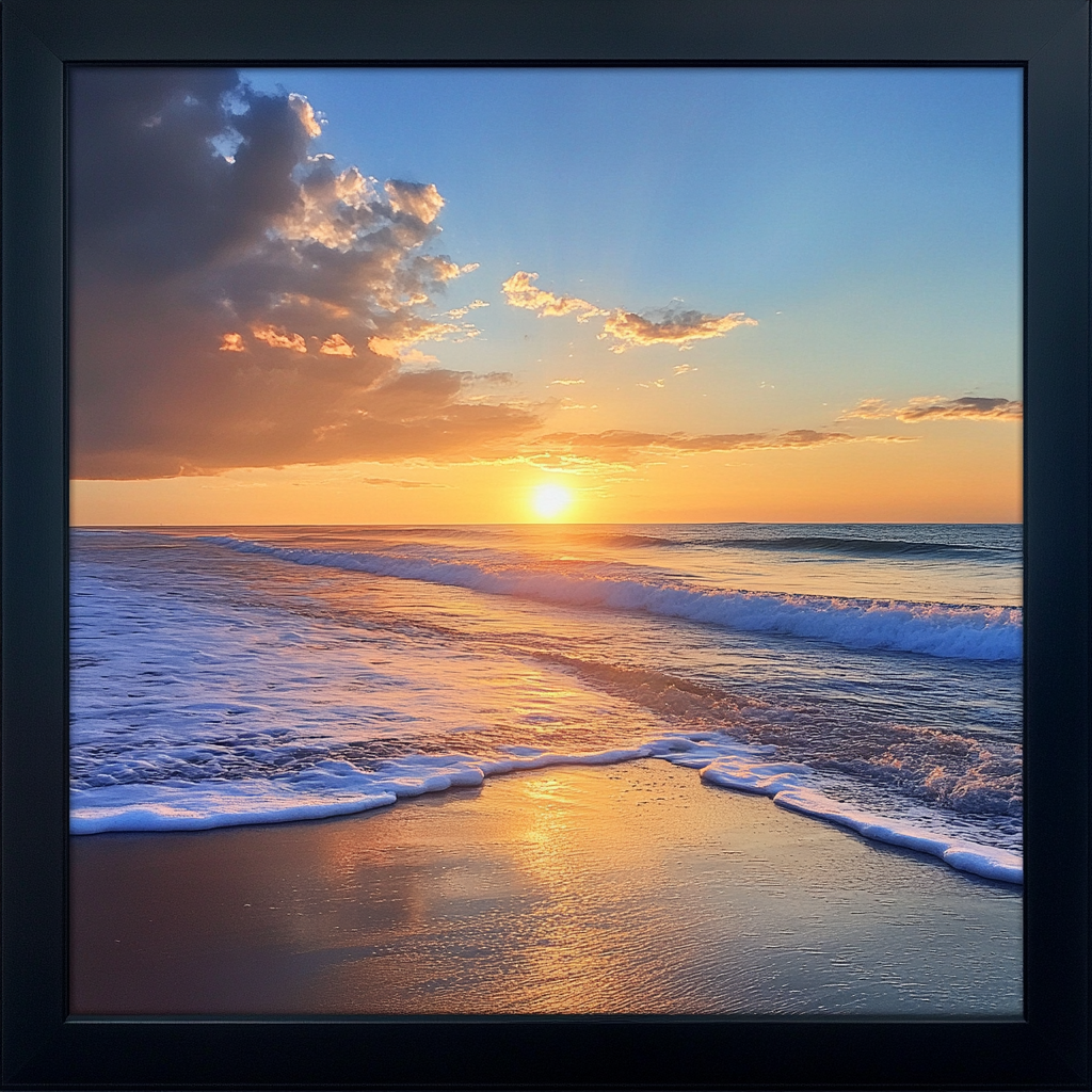 A framed photo of the beach | Source: Midjourney