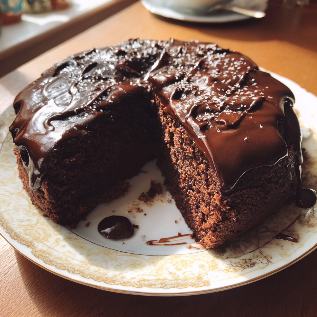 A chocolate cake on a table | Source: Midjourney