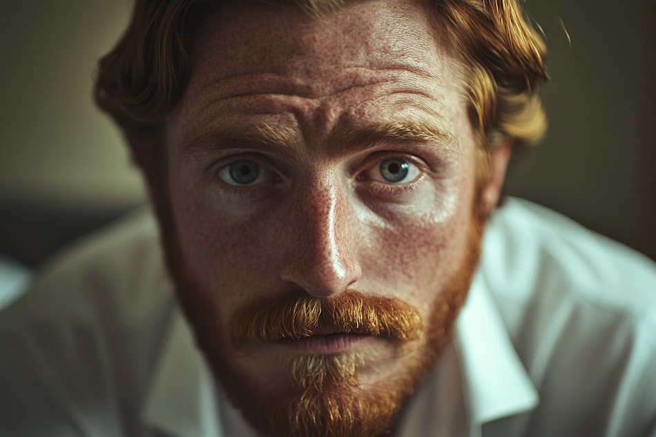 Portrait of a man sitting on the couch | Source: Midjourney