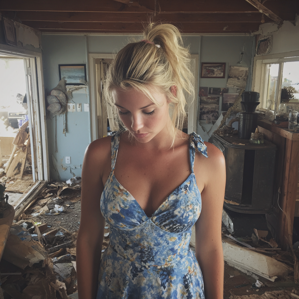 An upset woman standing in a living room | Source: Midjourney