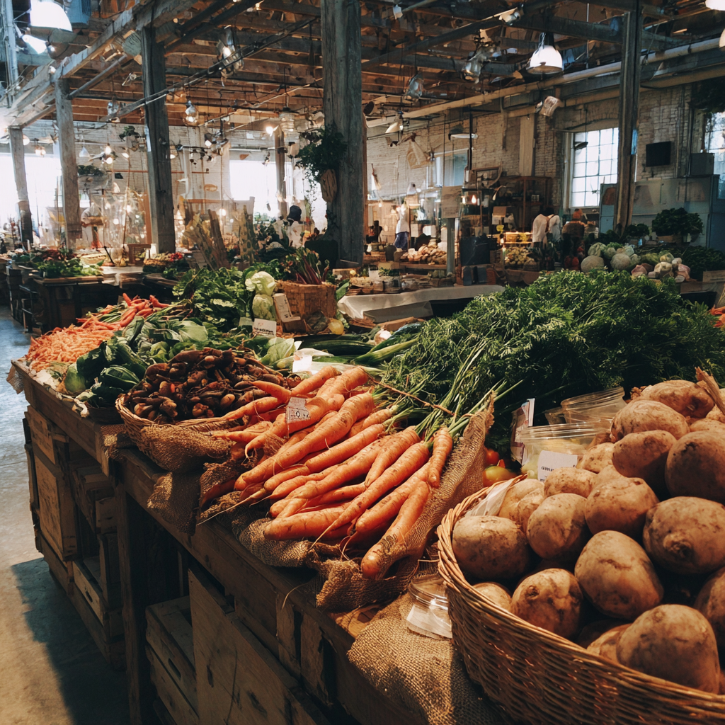 Vegetables at a farmer's market | Source: Midjourney