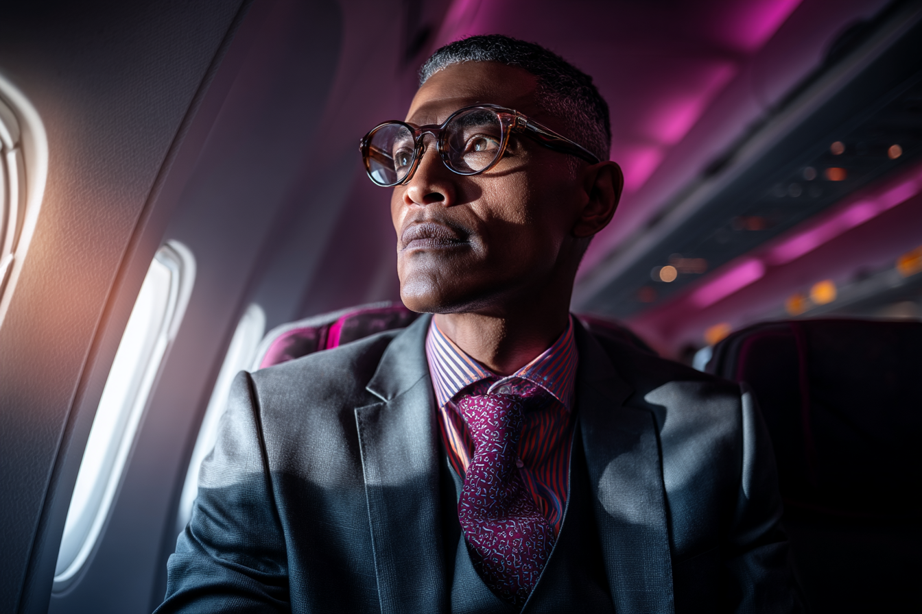 A man in an airplane | Source: Midjourney