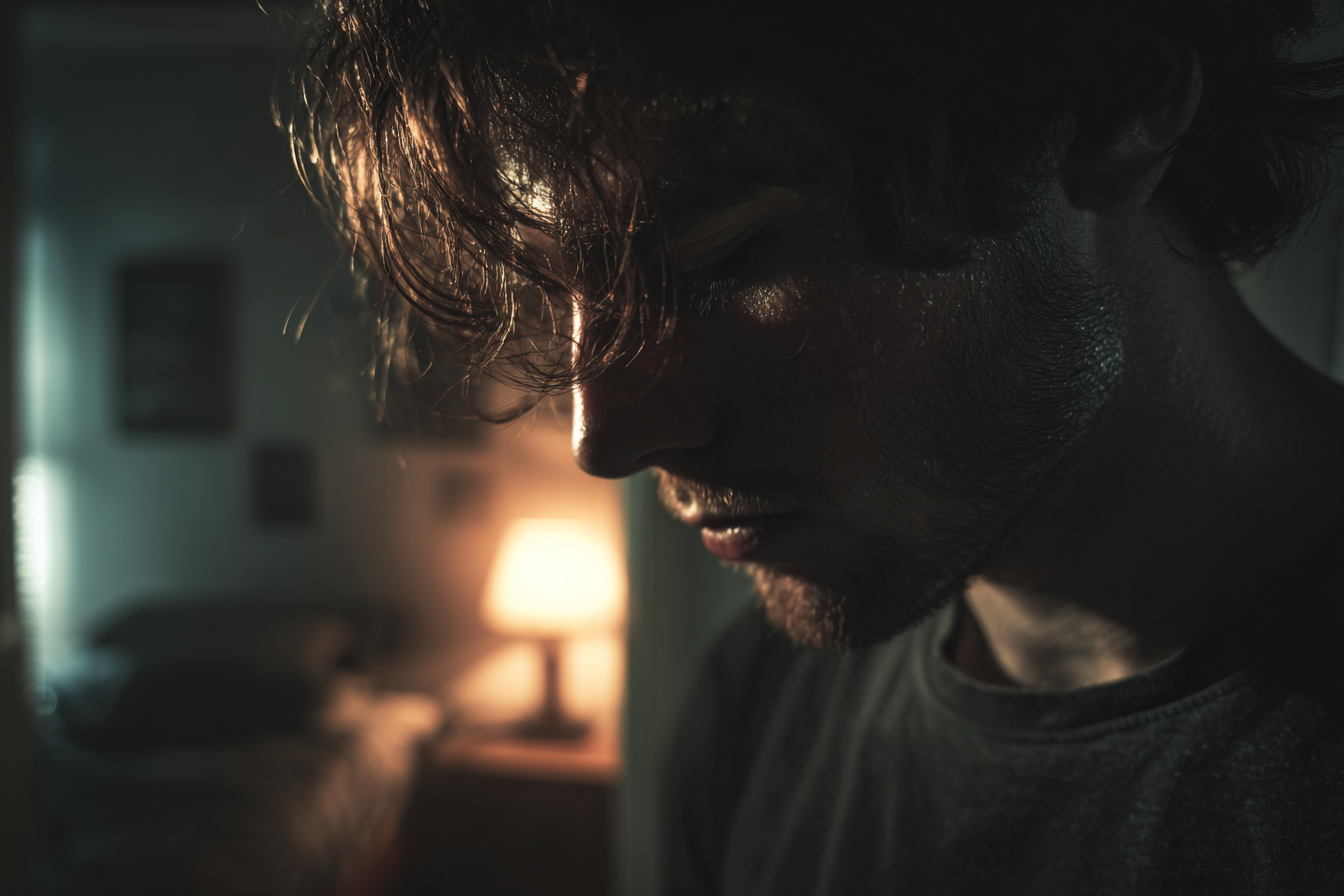 A man looking down | Source: Midjourney