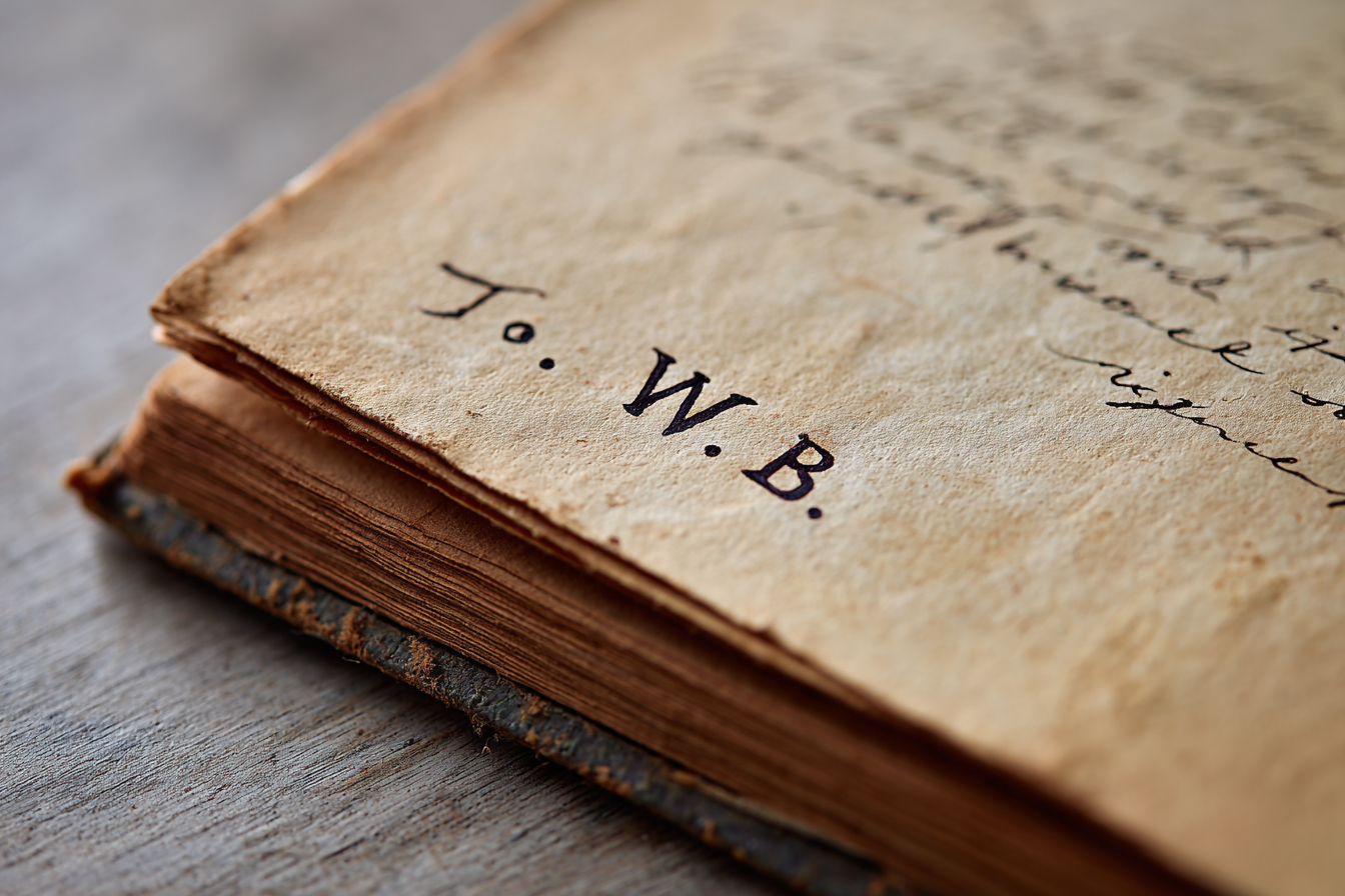 The initials "W.B." on a page | Source: Midjourney