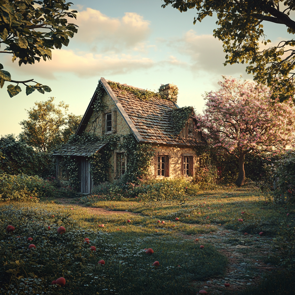 Una casa abandonada que se yergue imponente contra las arenas del tiempo | Fuente: Midjourney