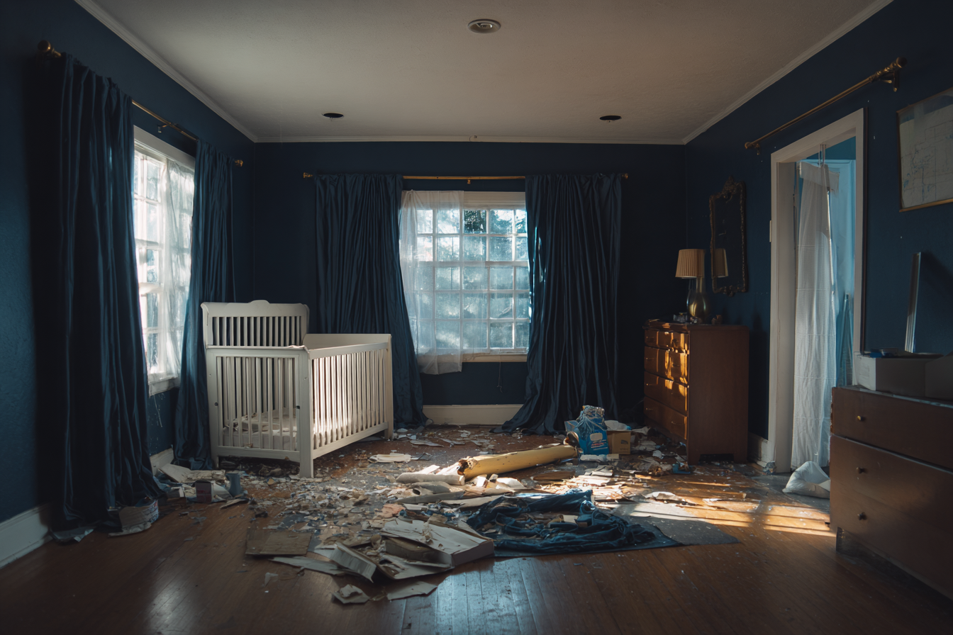 A nursery with blue walls | Source: Midjourney