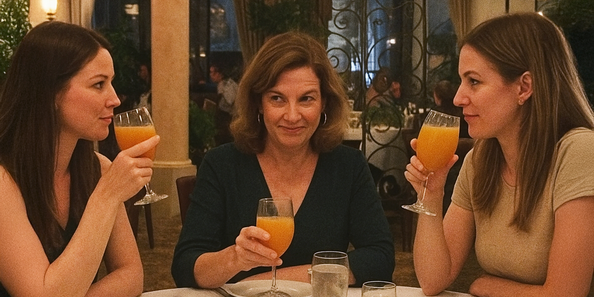 Three women sitting in a restaurant | Source: The Celebritist