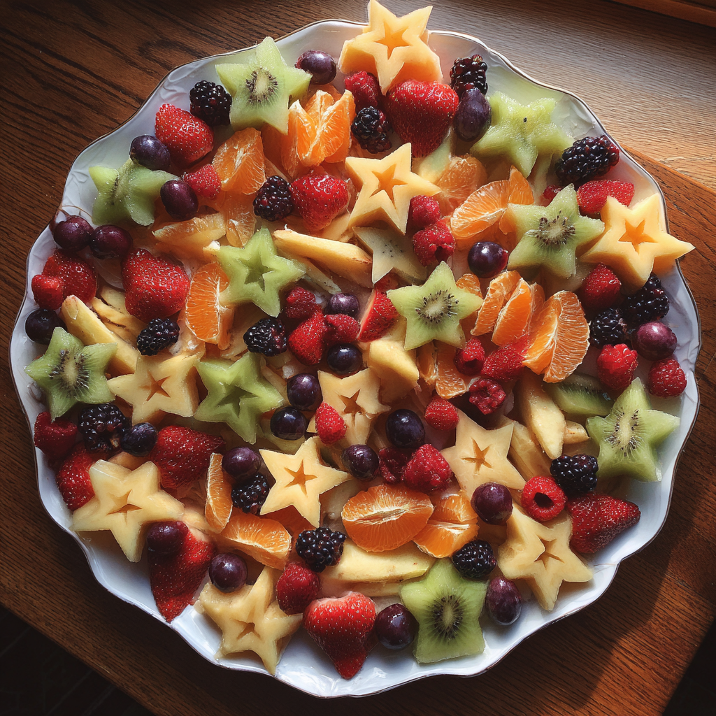 A platter of fruit on a table | Source: Midjourney