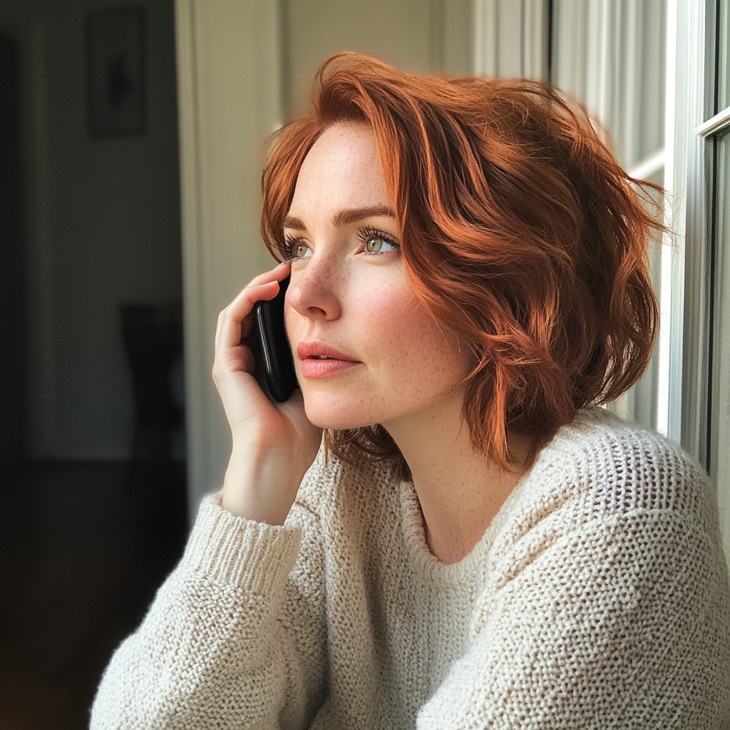 A woman talking on the phone | Source: Midjourney