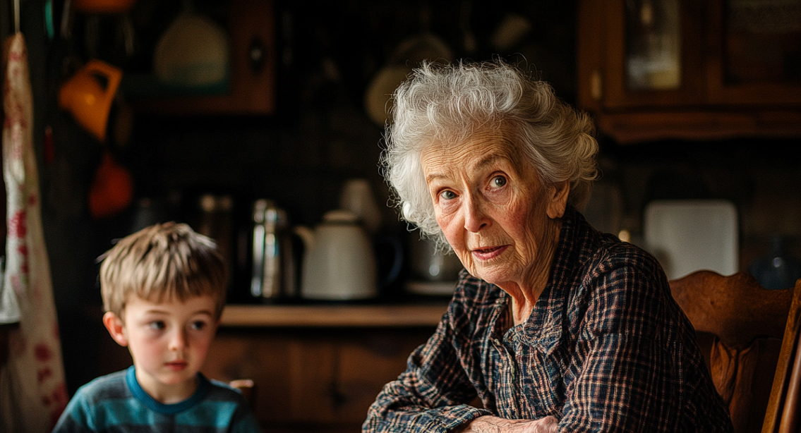 An elderly woman speaking to her great-grandchildren | Source: Midjourney