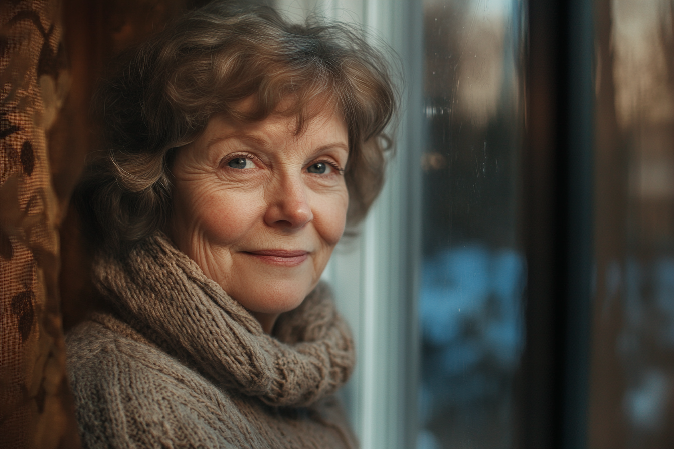 A content woman sitting near a window | Source: Midjourney