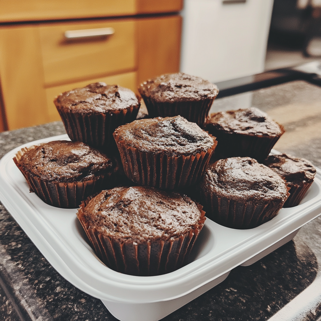 A batch of chocolate muffins | Source: Midjourney