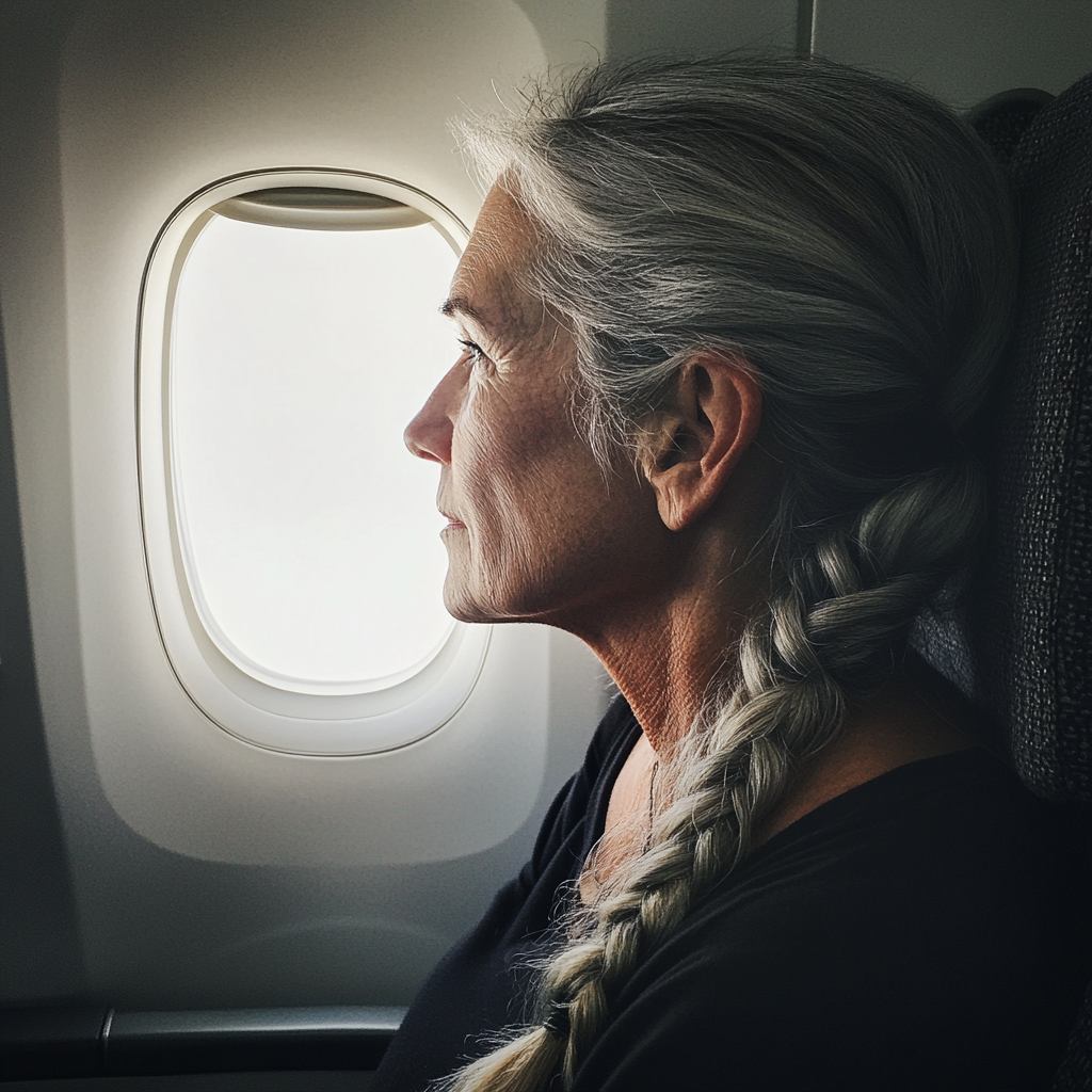 A woman sitting in business class | Source: Midjourney