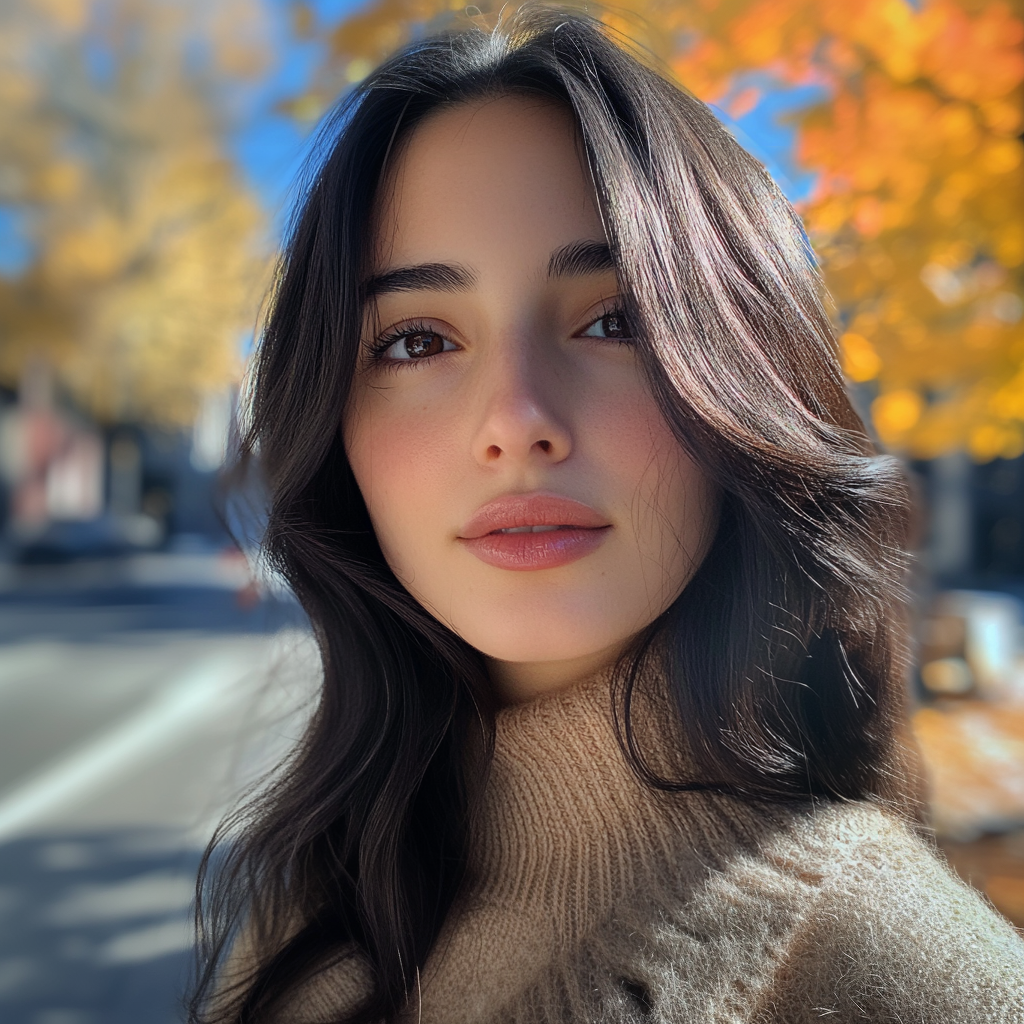 A serious woman on a sunny street | Source: Midjourney