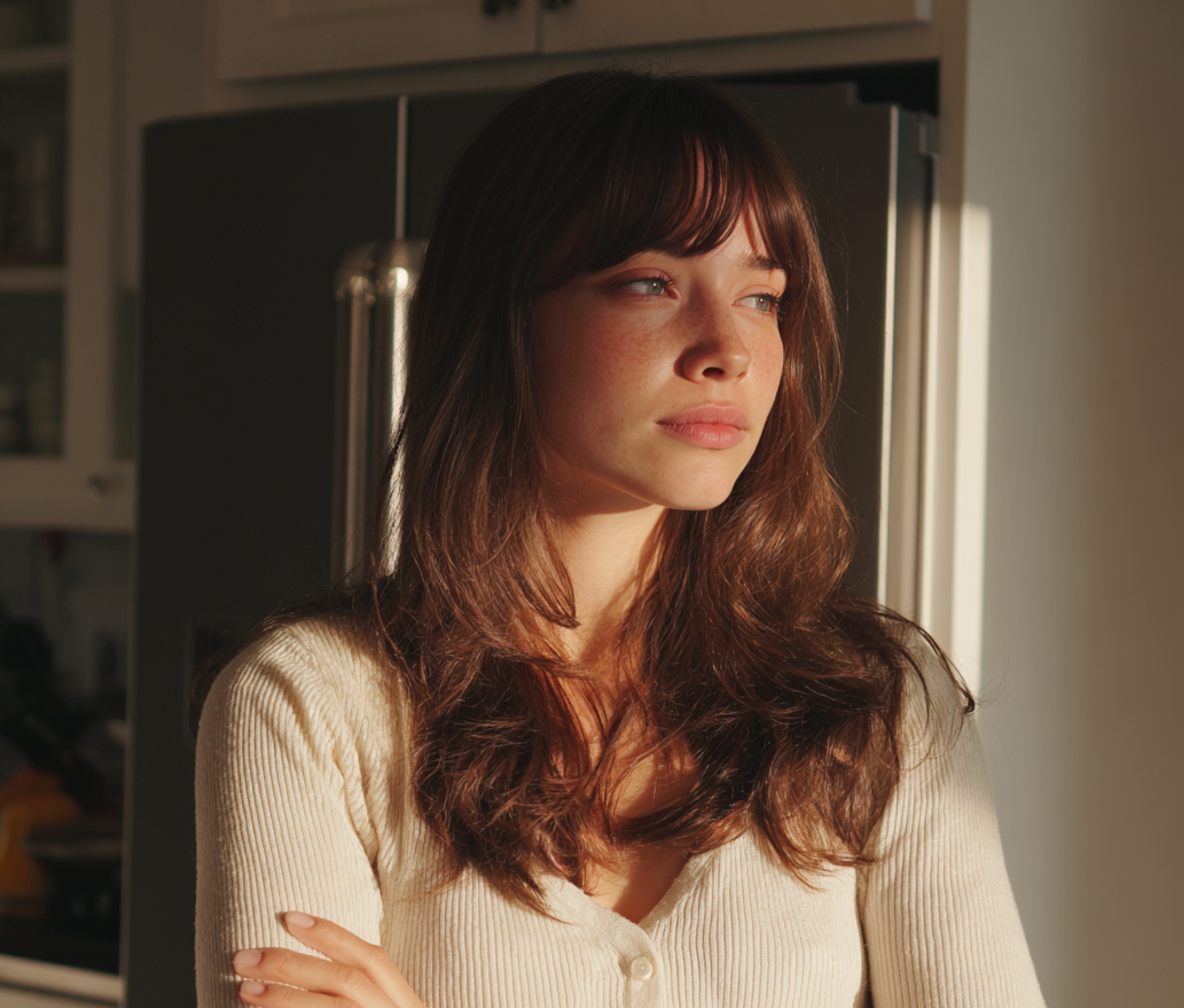 A woman standing in a kitchen | Source: Midjourney
