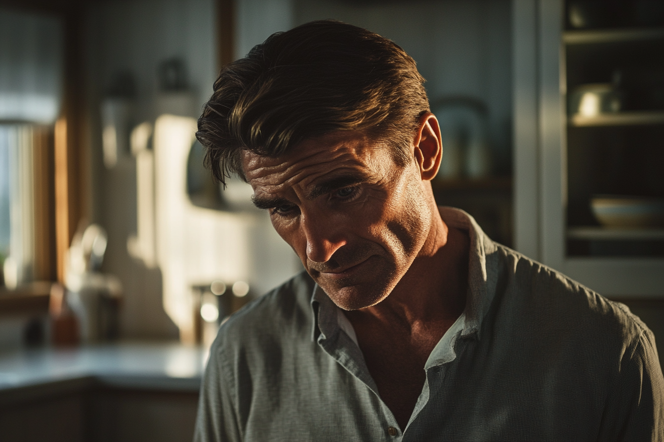 A man standing in a kitchen, looking down | Source: Midjourney