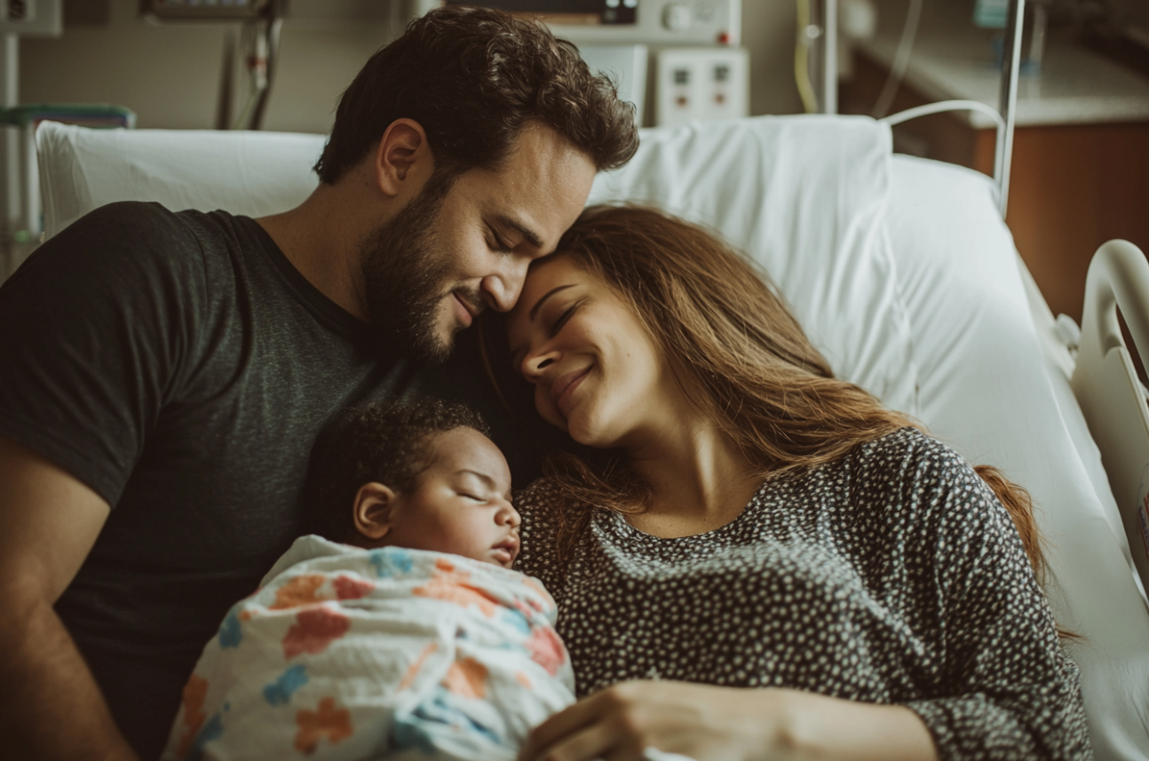 A man with his wife and child | Source: Midjourney