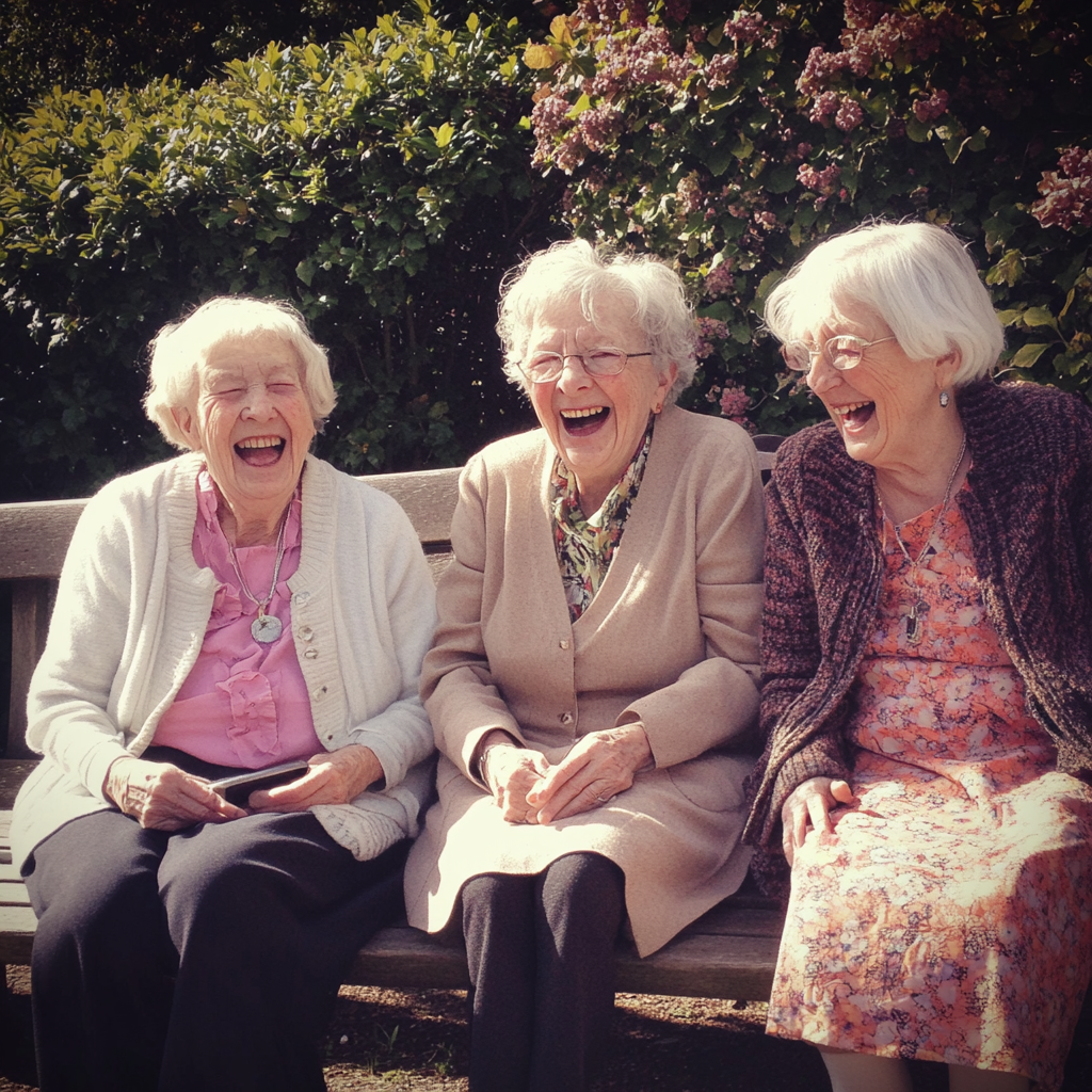 Three laughing old women | Source: Midjourney