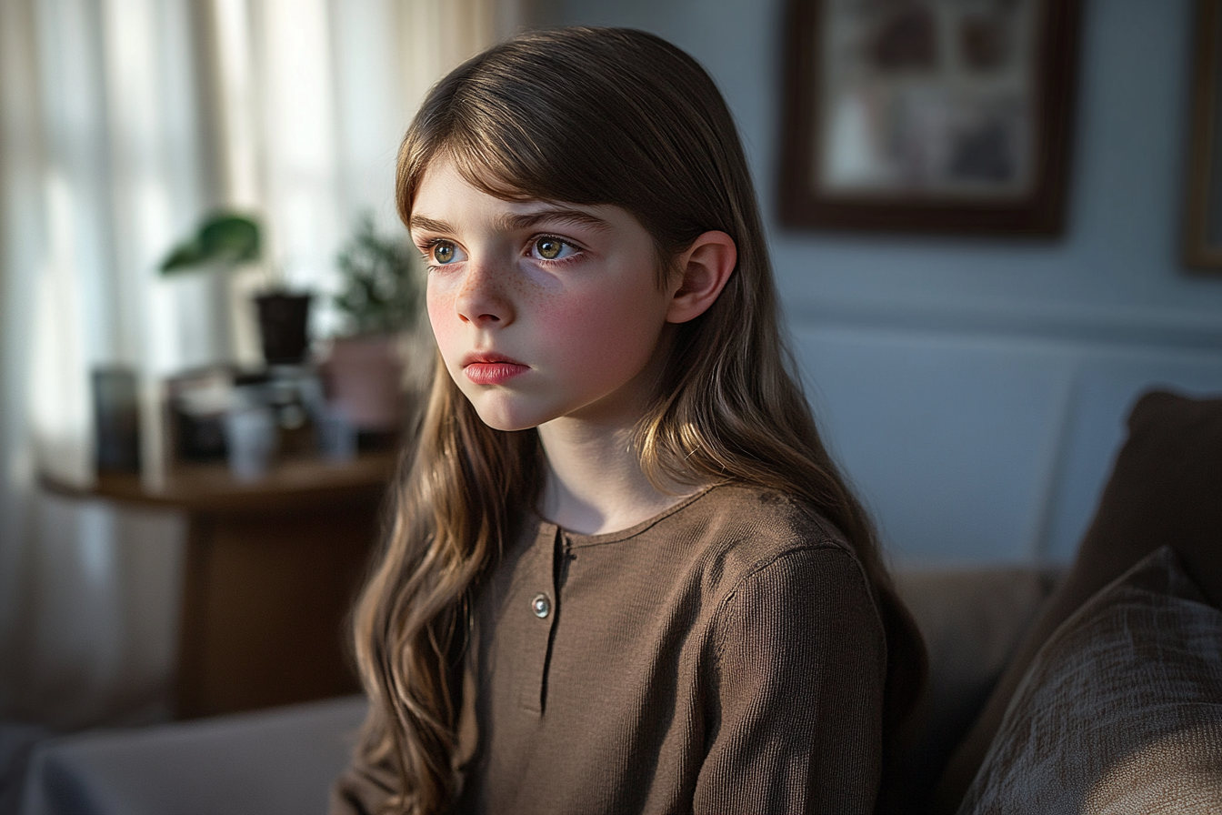 A girl sitting on a couch | Source: Midjourney